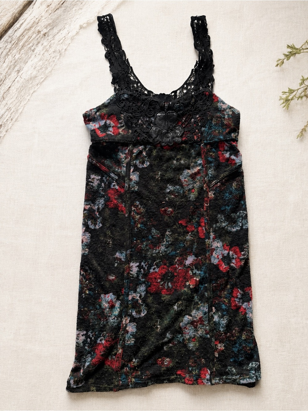 Free People Floral  Lace Mini Dress Large